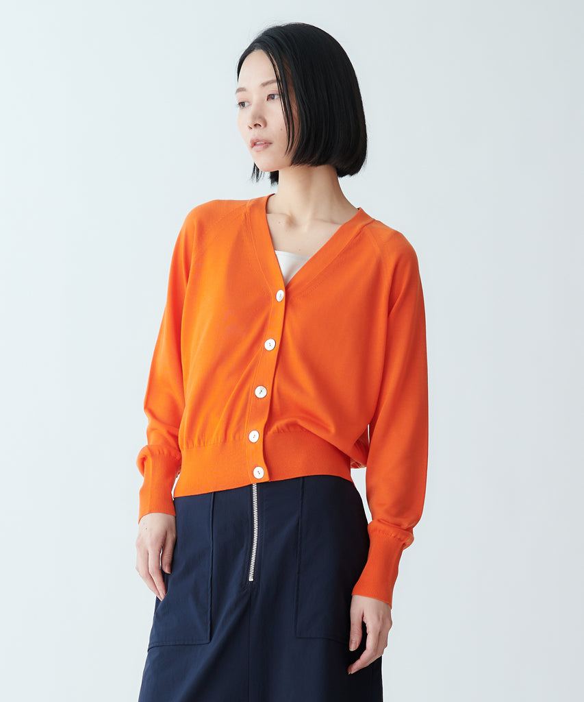 大きいサイズ5 未使用級 プリーツプリーズ 立体袖カーディガン レッド×オレンジ Vネックカーディガン – FACE SANS FARD