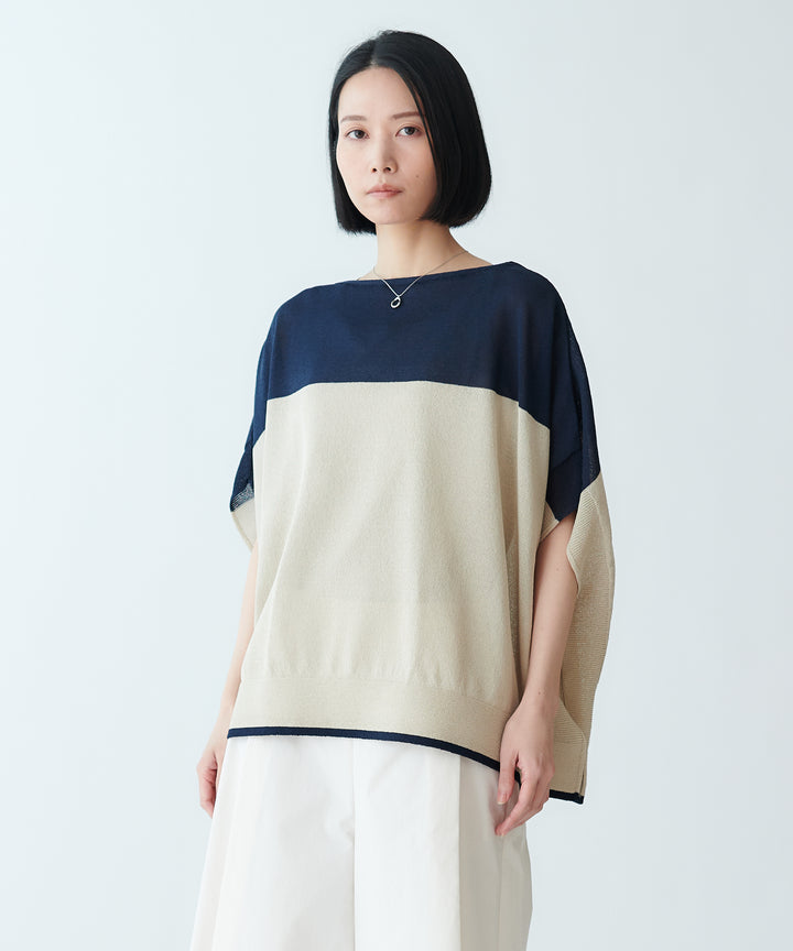 モデル H：165cm / 38 / ネイビー×オフホワイト