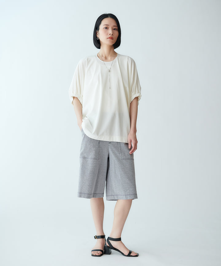 布帛ドッキングカットソー
