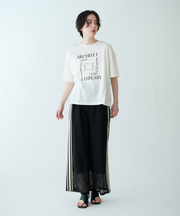 サイドラインレースワイドパンツ