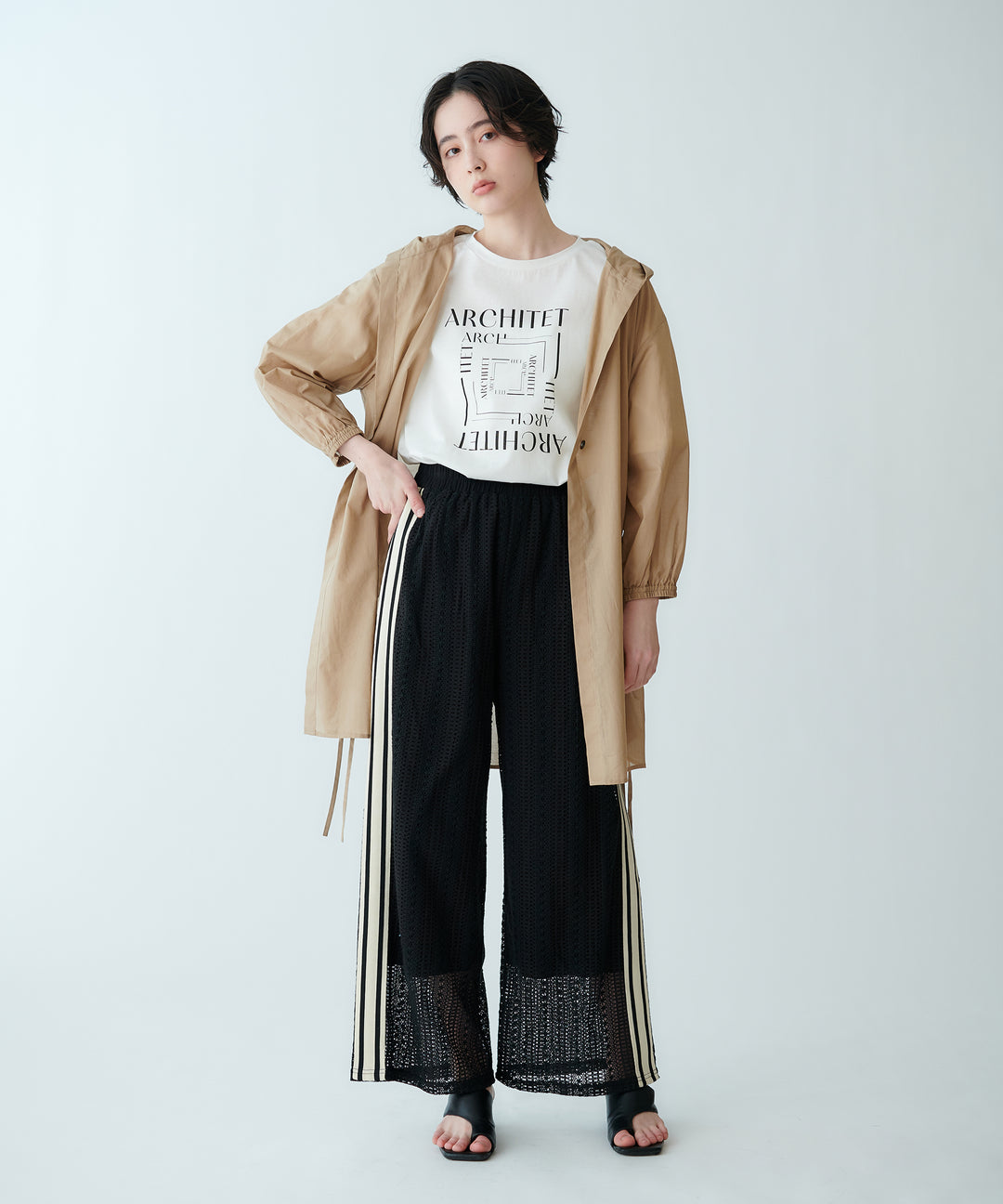 サイドラインレースワイドパンツ