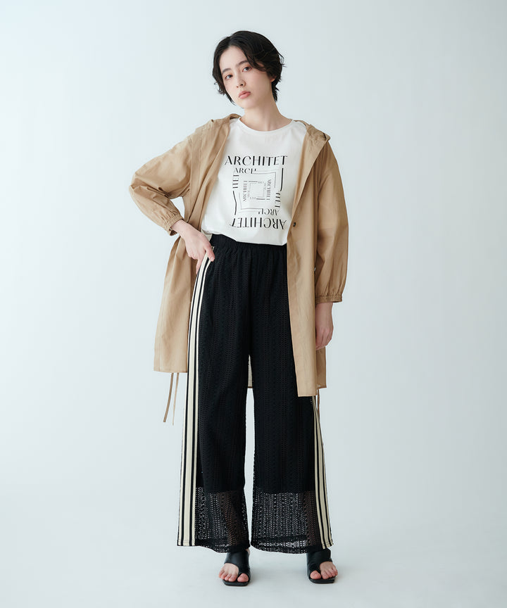 サイドラインレースワイドパンツ