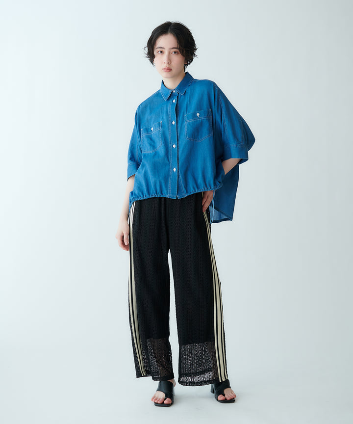 サイドラインレースワイドパンツ