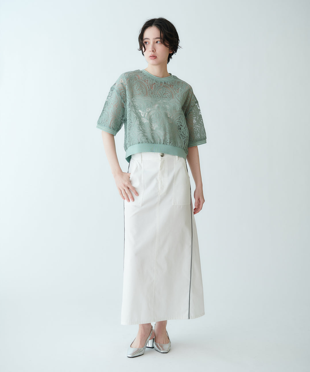 サイドパイピングAラインスカート