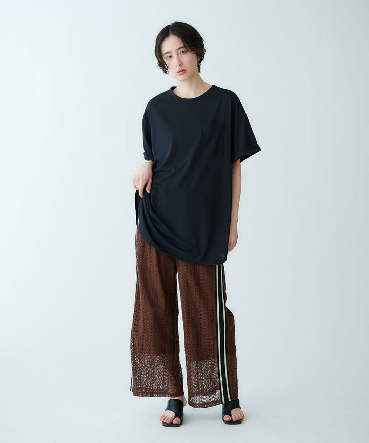 サイドラインレースワイドパンツ