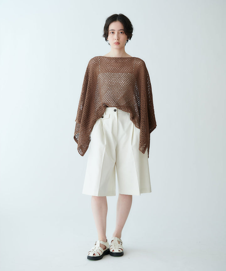 ポンチョ型メッシュニット