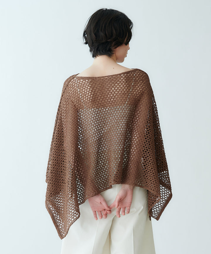 ポンチョ型メッシュニット