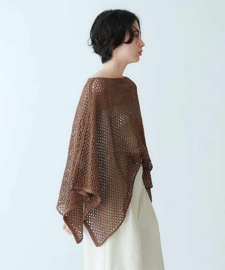 ポンチョ型メッシュニット