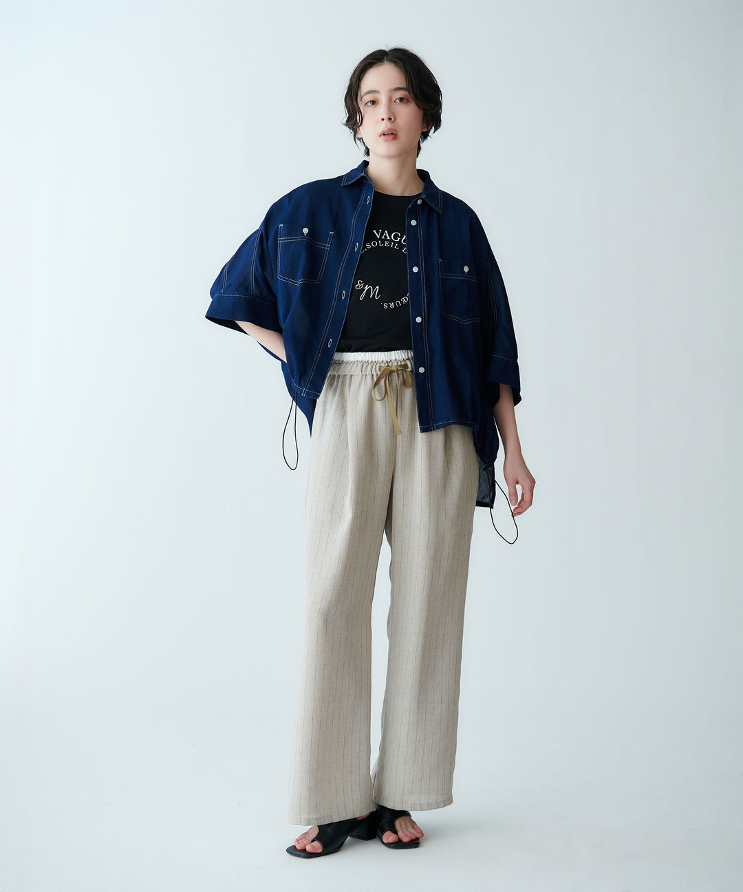 条纹休闲裤