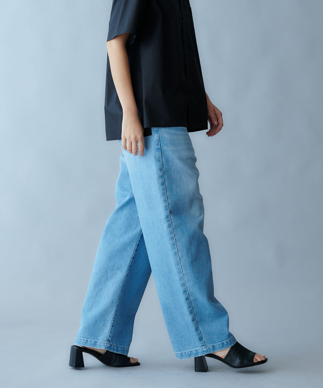 カイハラハイウエストワイドデニムパンツ