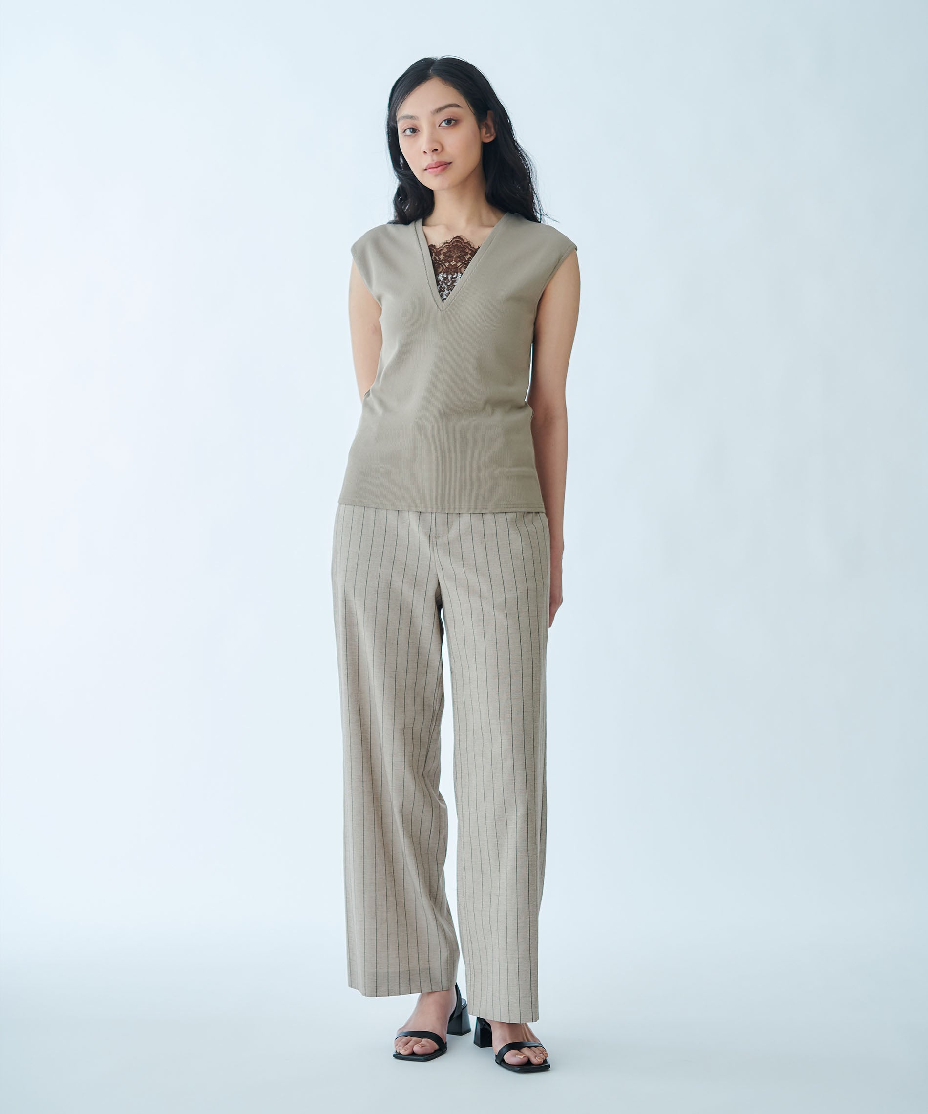 17ss ワイドパンツ ストライプストレートワイドパンツ – FACE SANS FARD