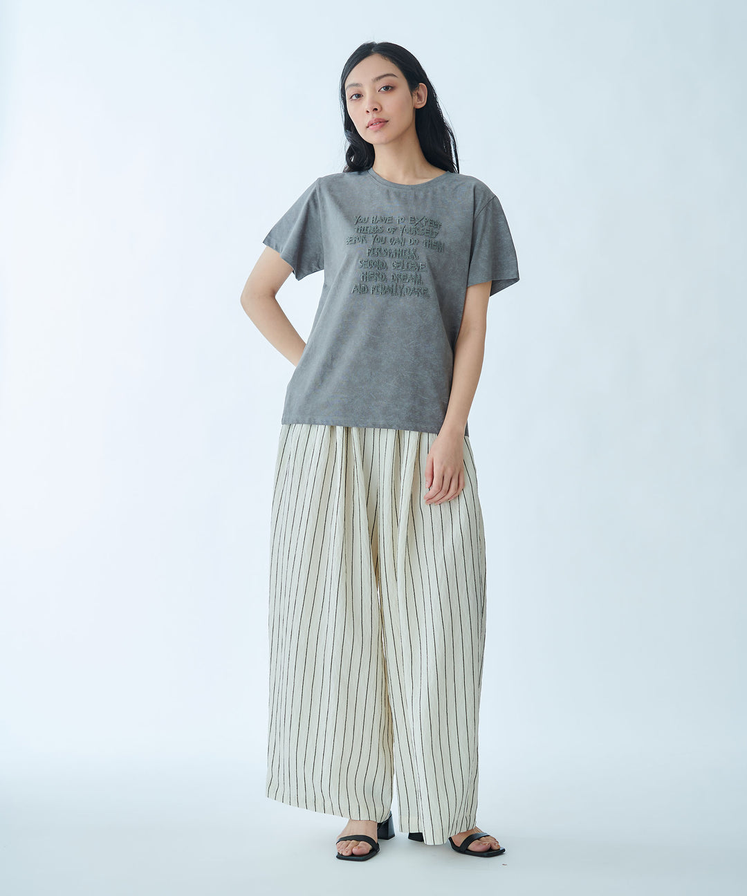 ヴィンテージライクメッセージプリントTシャツ