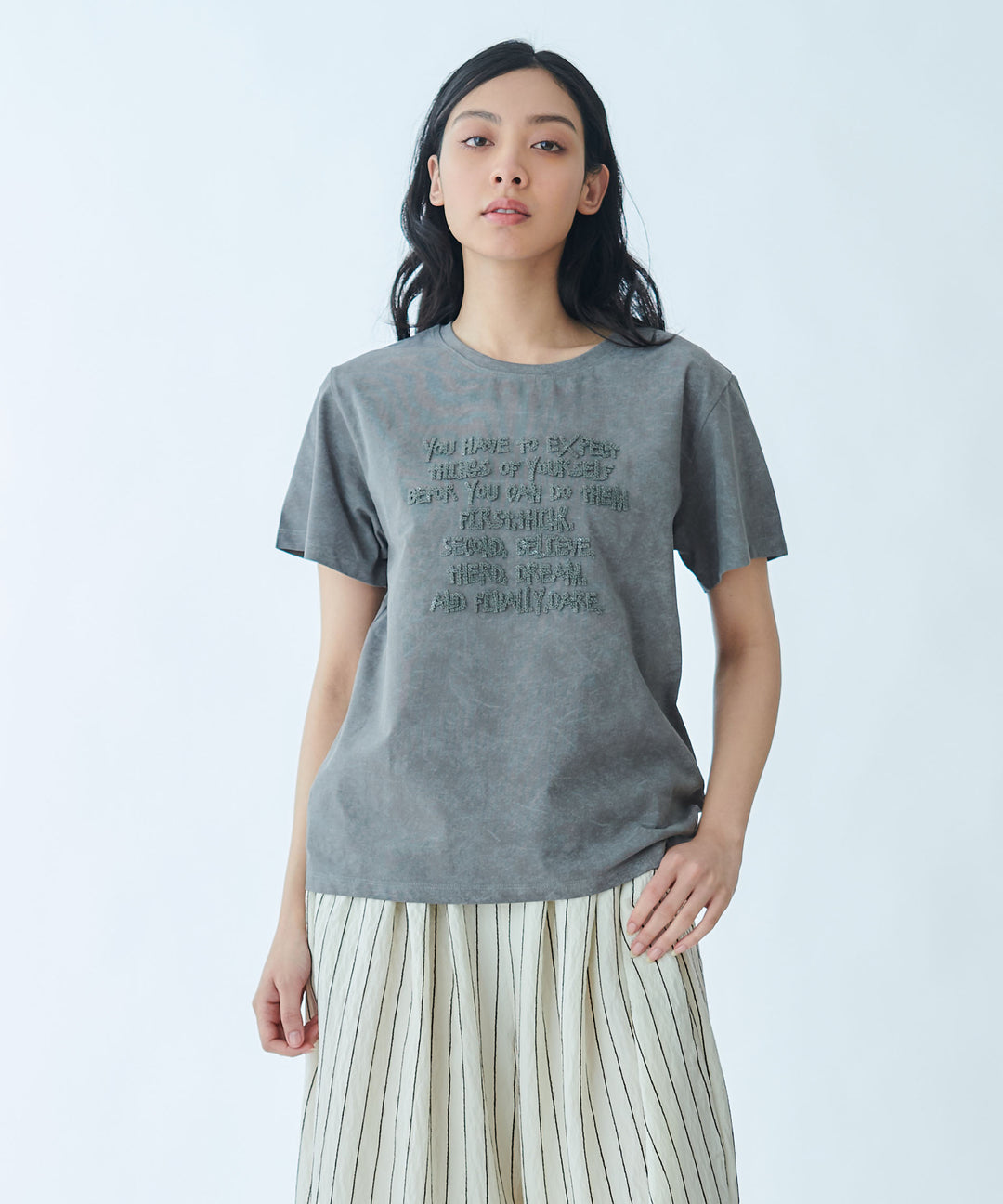 ヴィンテージライクメッセージプリントTシャツ