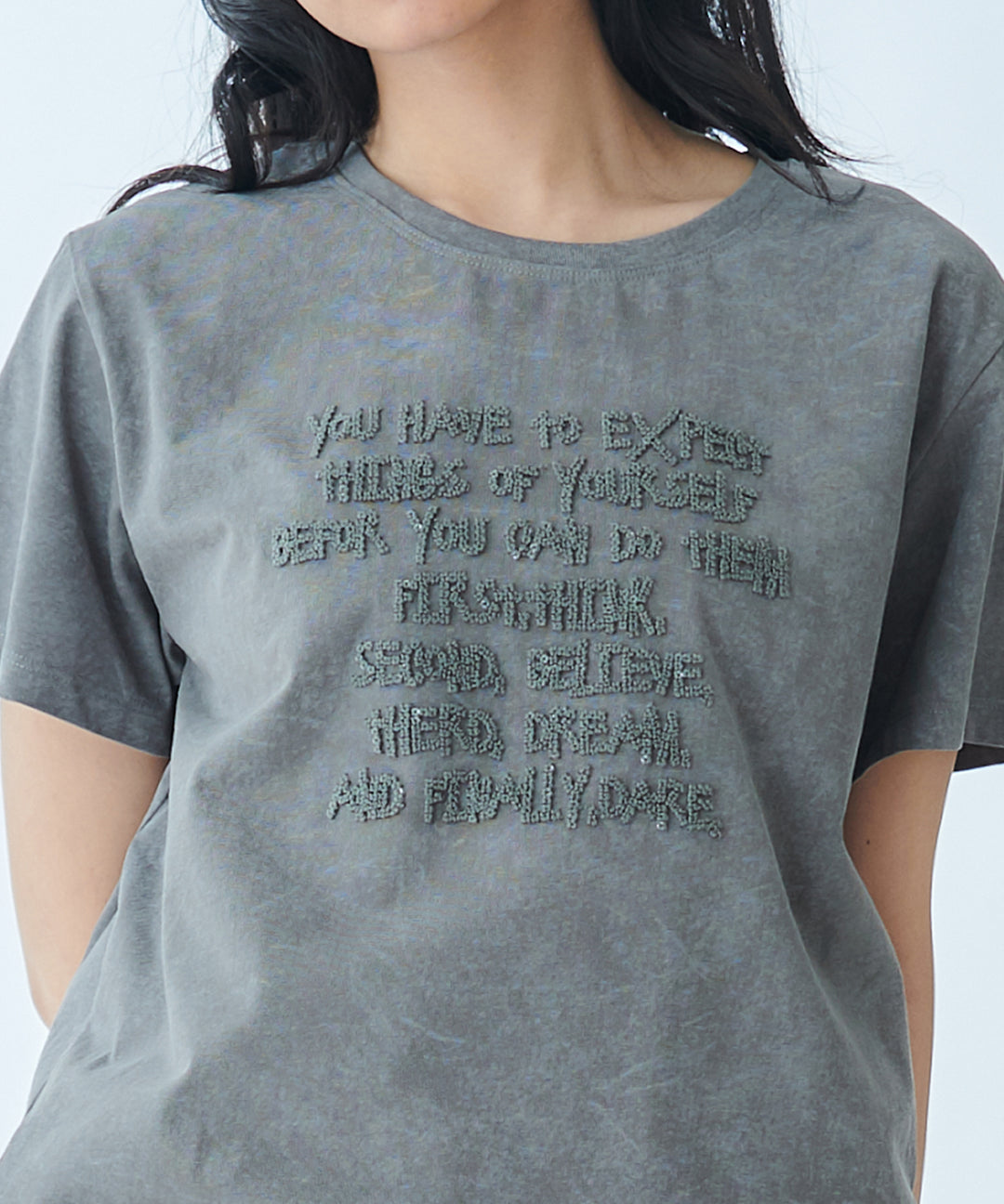 ヴィンテージライクメッセージプリントTシャツ