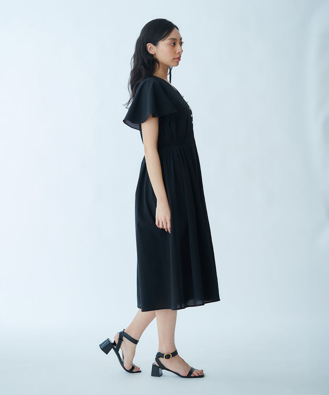 Waist-tie Ruffled Dress