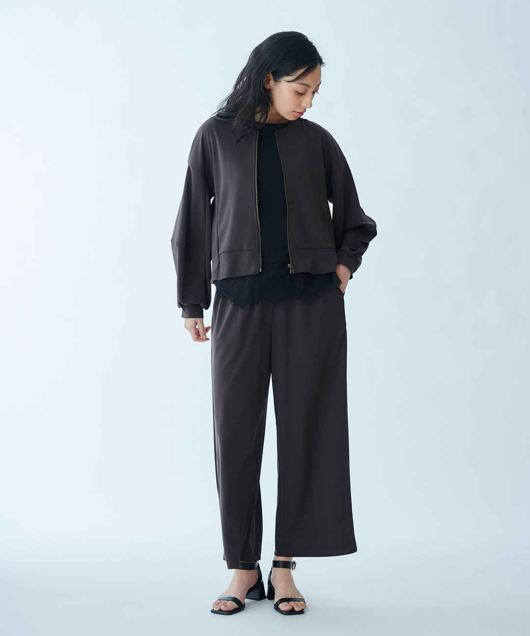Zip-up sheer blouson