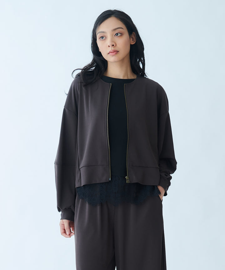 Zip-up sheer blouson