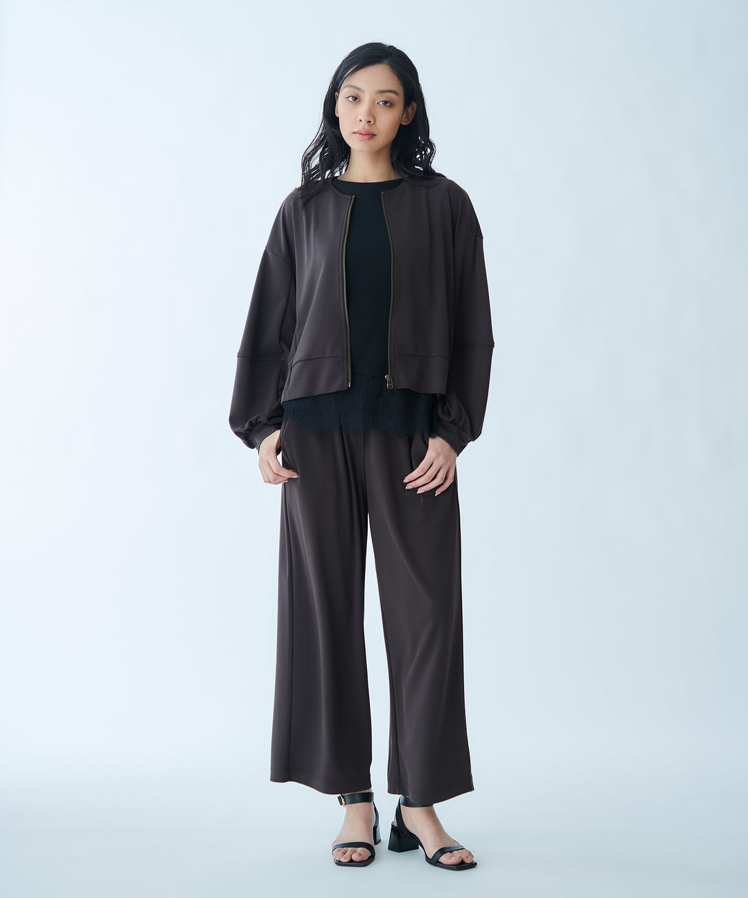 Zip-up sheer blouson