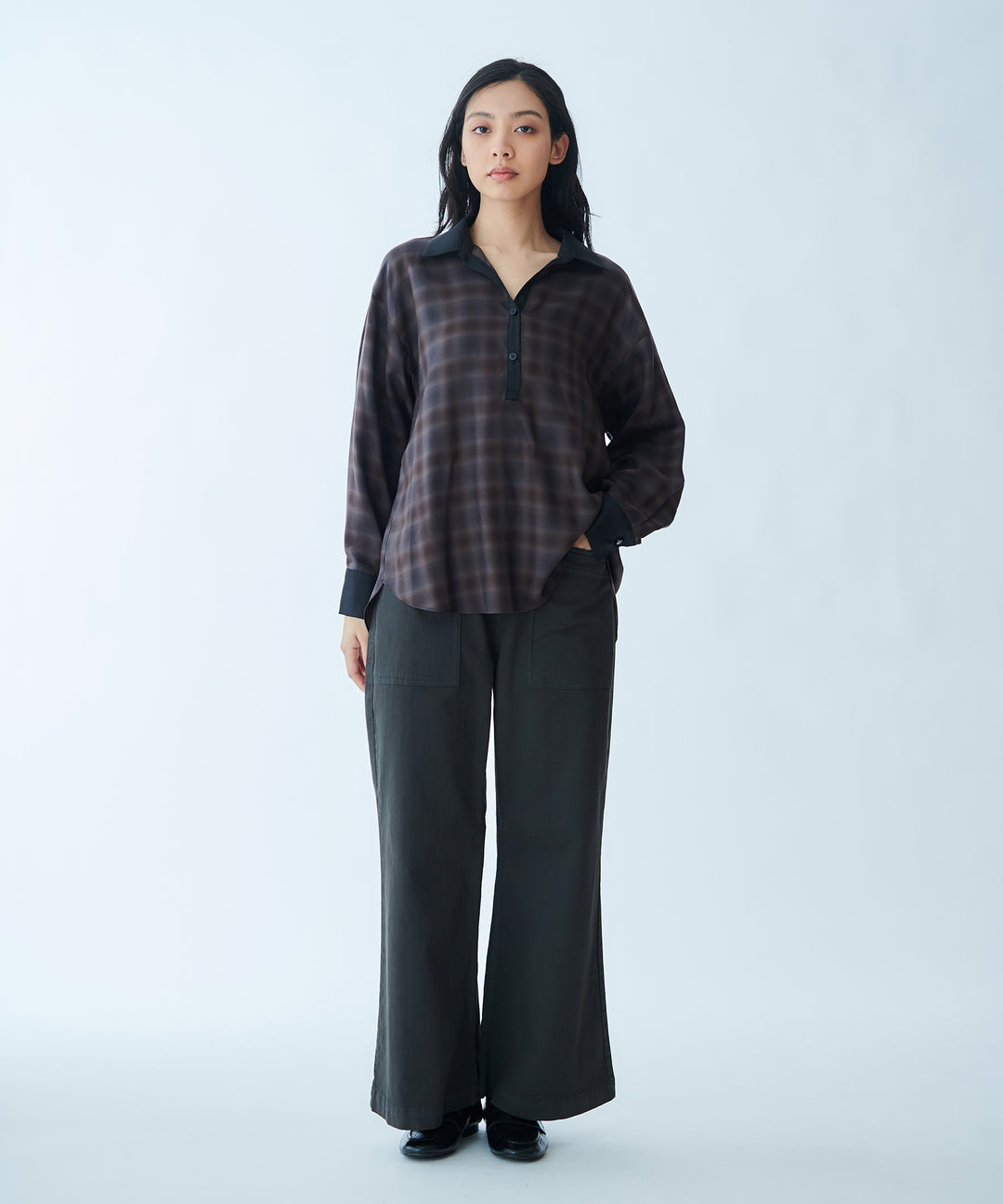 Vintage-style baggy flare pants
