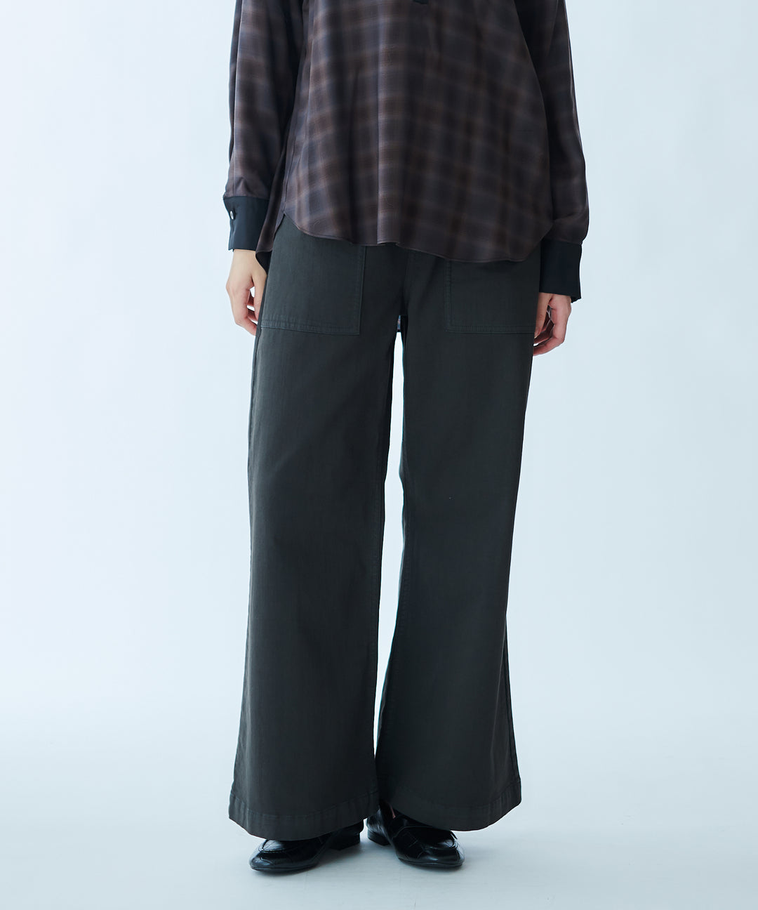 Vintage-style baggy flare pants