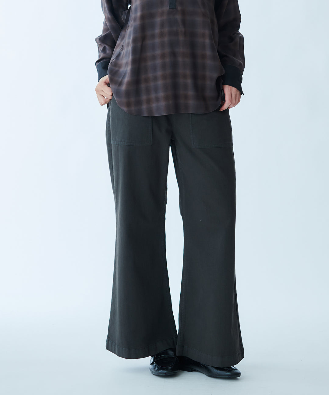 Vintage-style baggy flare pants