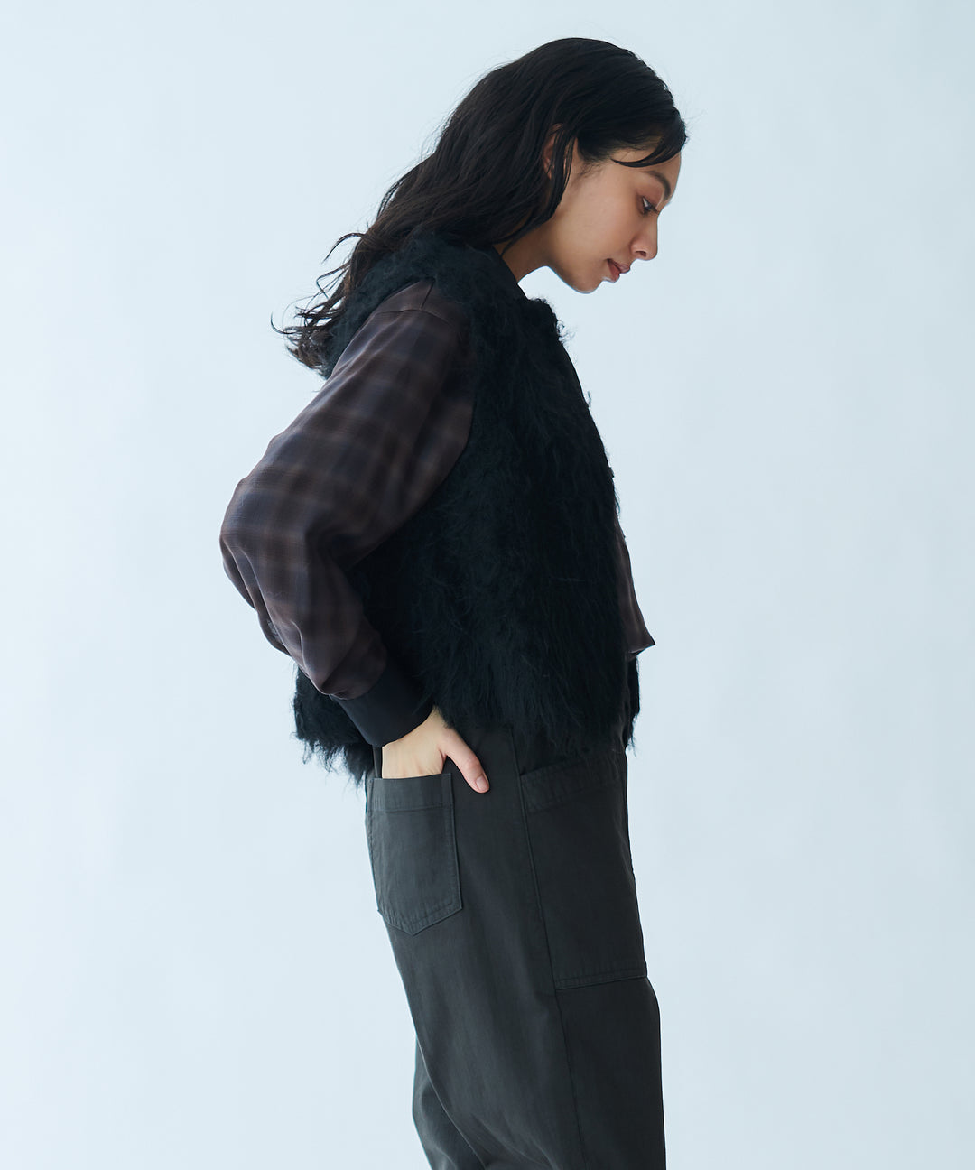 ファー風ニットベスト
