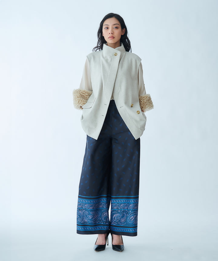 Sheer Blouse with Faux Fur Cuffs