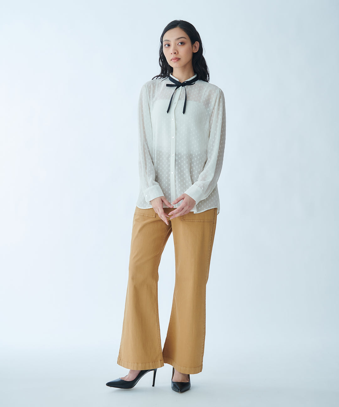 Vintage-style baggy flare pants