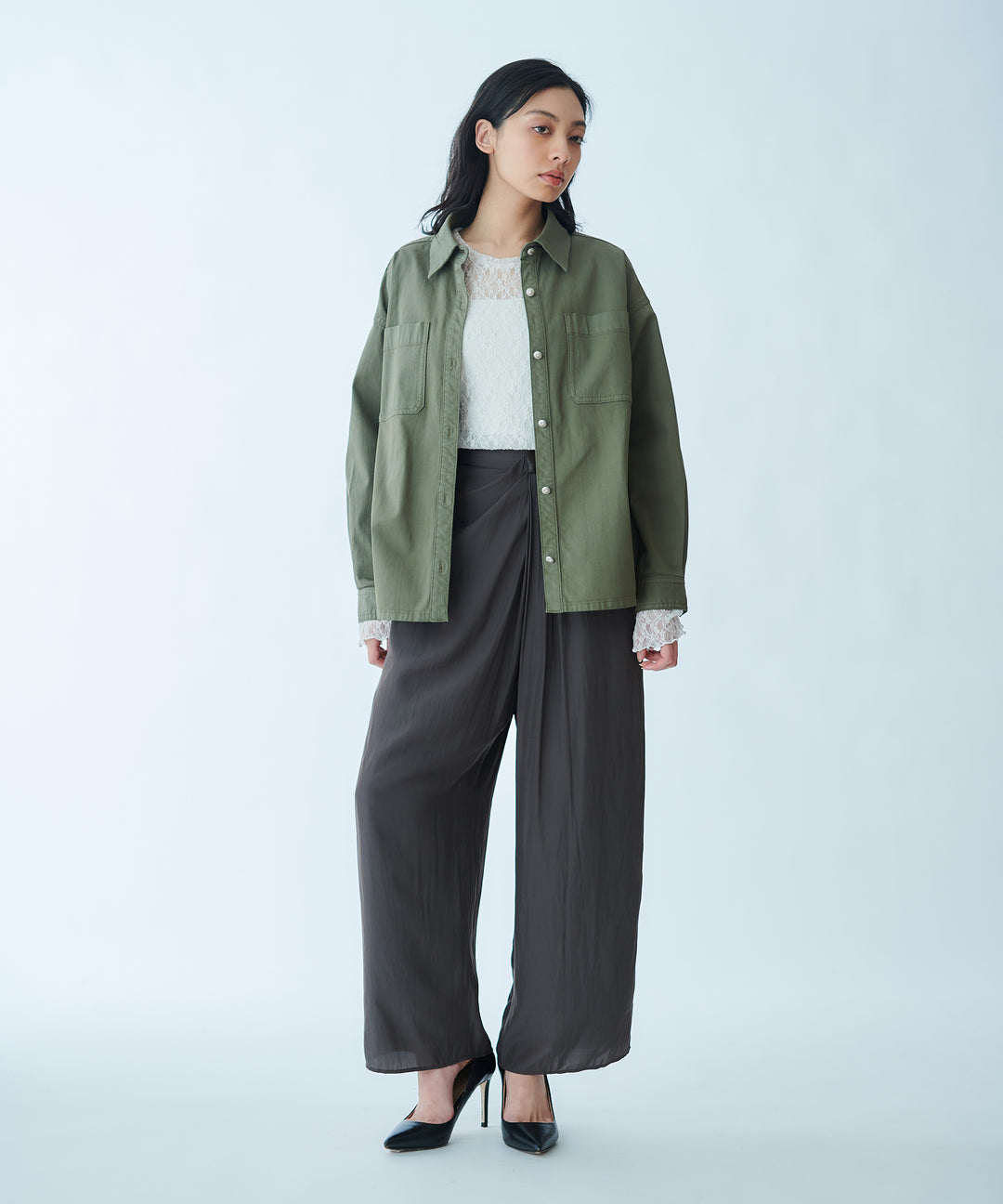 Waist Design Wide-Leg Pants