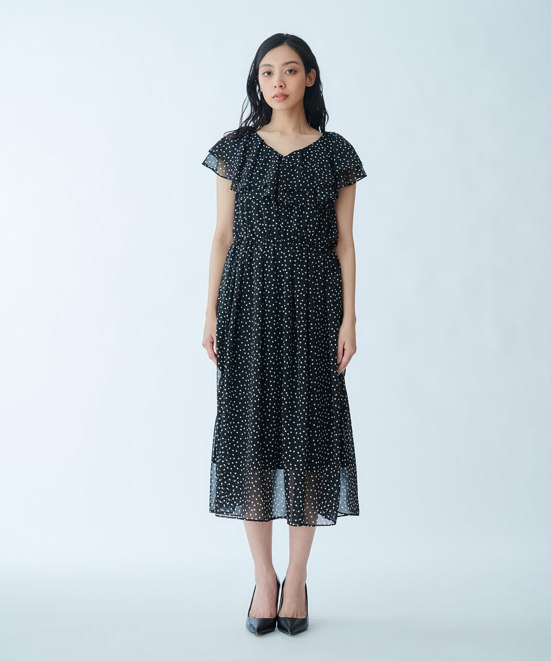 Volume Flare Printed Dress
