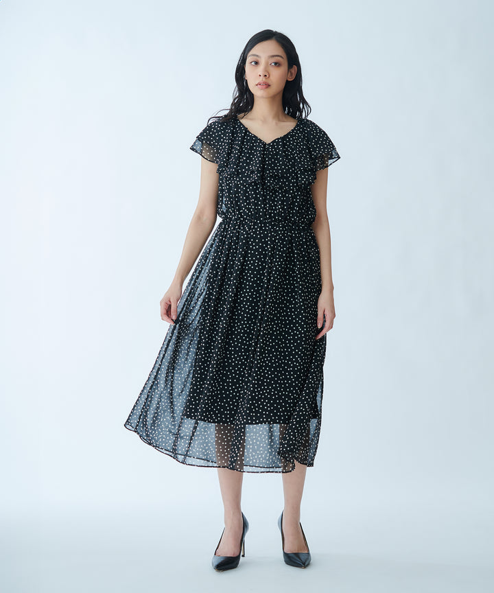 Volume Flare Printed Dress