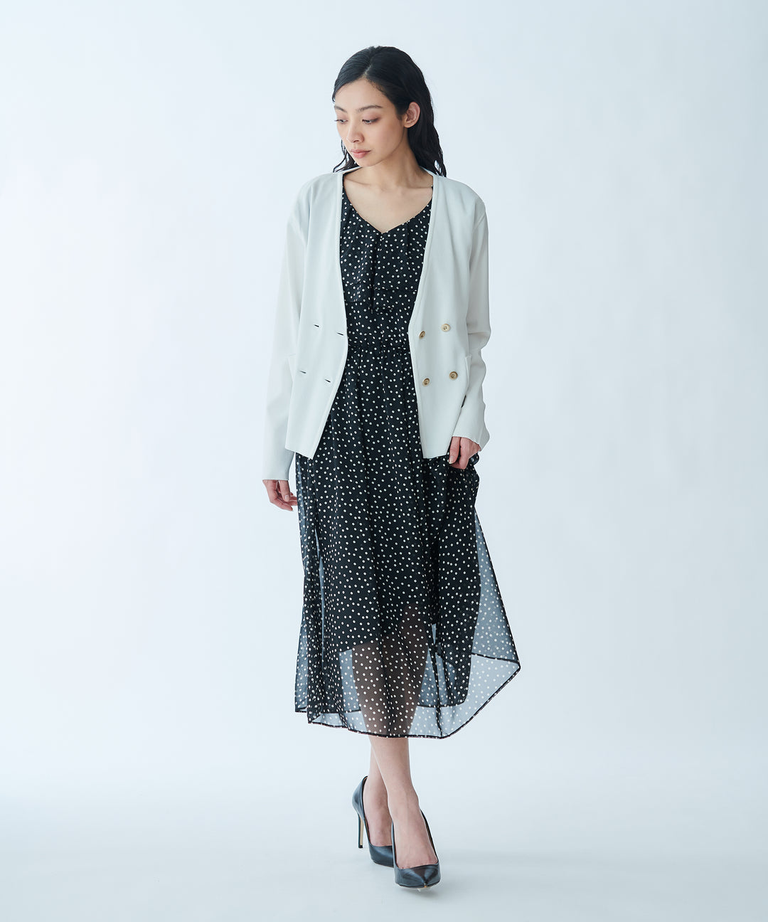 Volume Flare Printed Dress