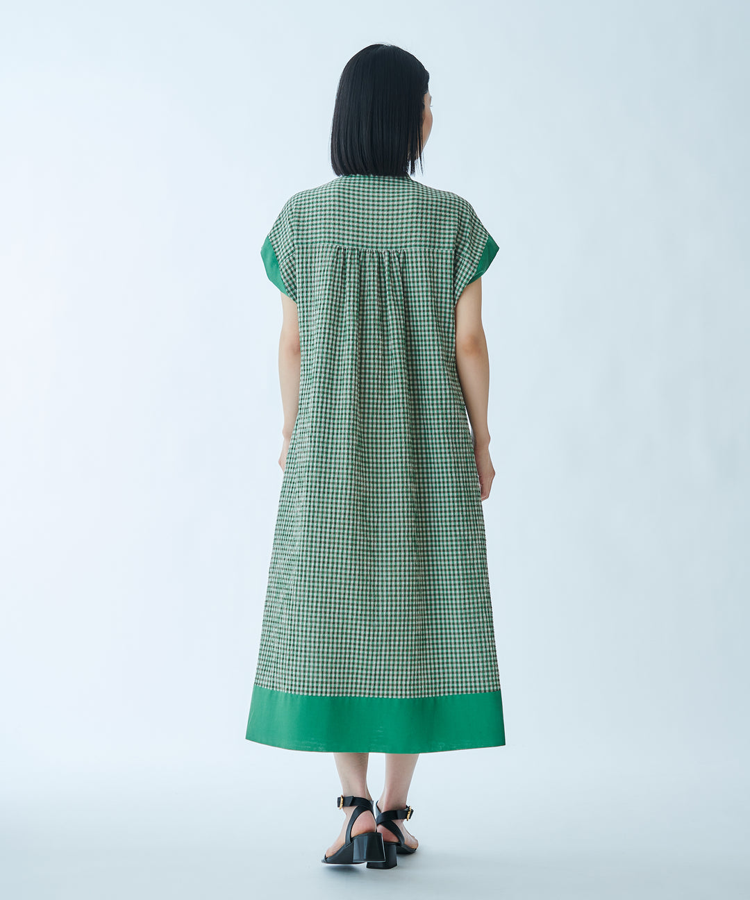 チェック柄Iラインシルエットワンピース