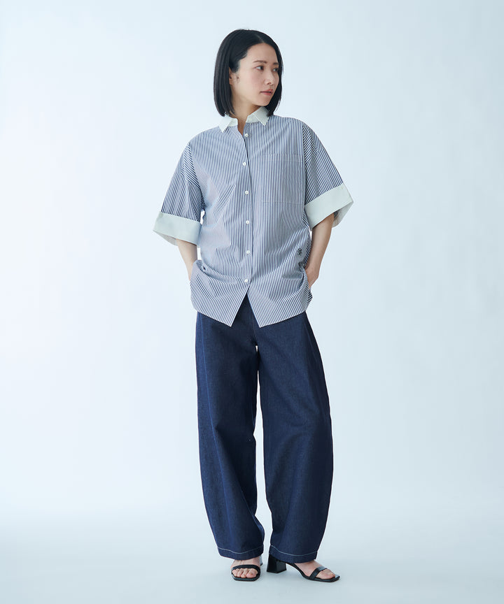 イニシャル刺繍ハーフスリーブシャツ