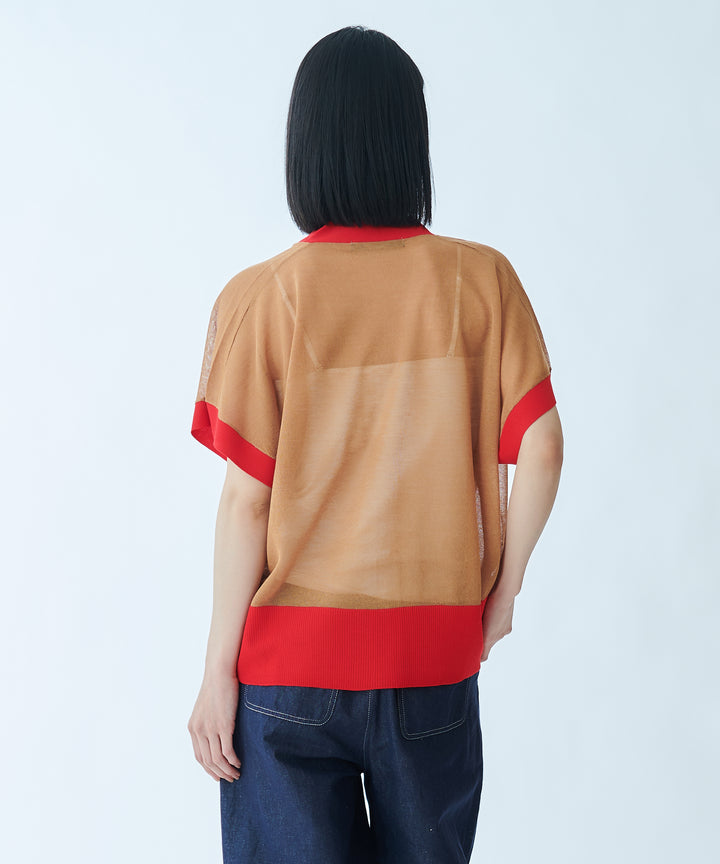 バイカラーシアーカーディガン