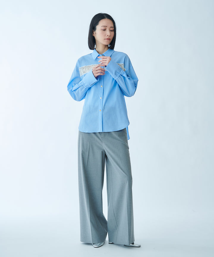 サスペンダー付きワイドストレートパンツ