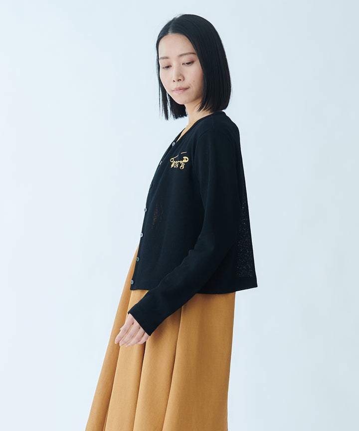 ロゴ刺繍ワッフルカーディガン