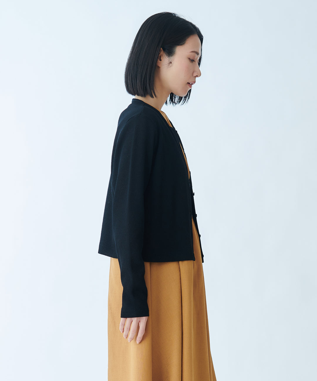 ロゴ刺繍ワッフルカーディガン