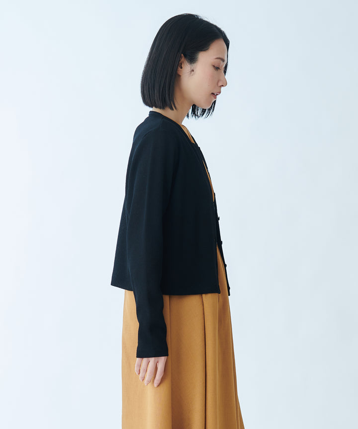 ロゴ刺繍ワッフルカーディガン