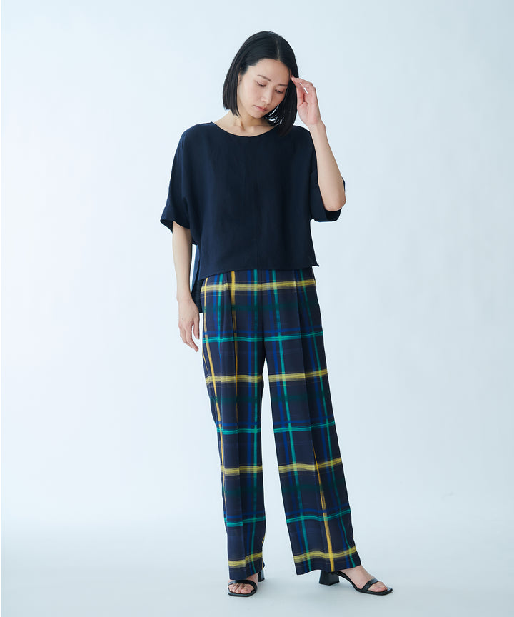ツイルチェックプリントパンツ