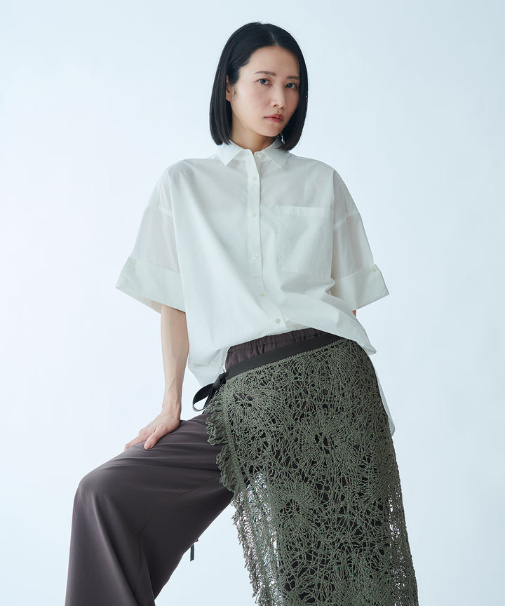 イニシャル刺繍ハーフスリーブシャツ