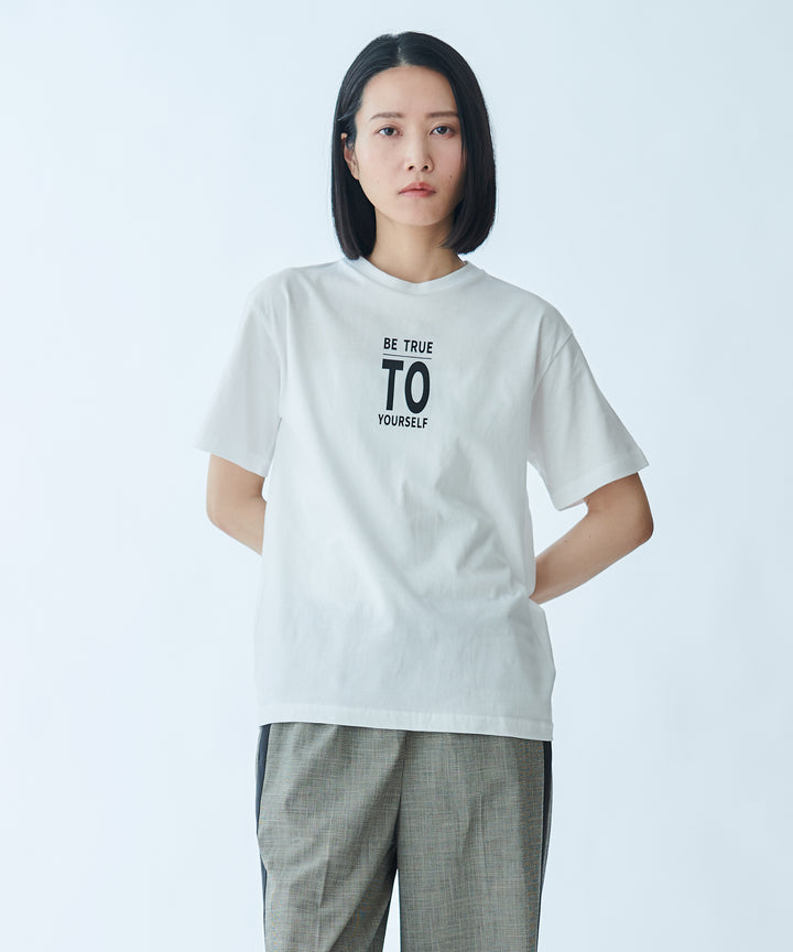 メッセージプリントコットンTシャツ