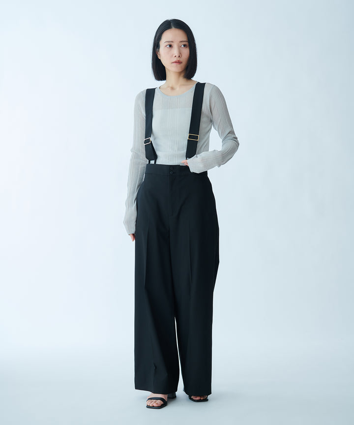 サスペンダー付きワイドストレートパンツ