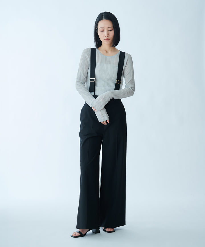 サスペンダー付きワイドストレートパンツ