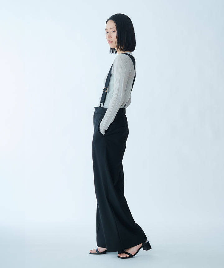 サスペンダー付きワイドストレートパンツ