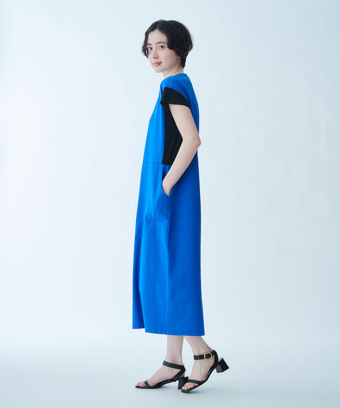 Color Block Baker Pocket Jersey Dress