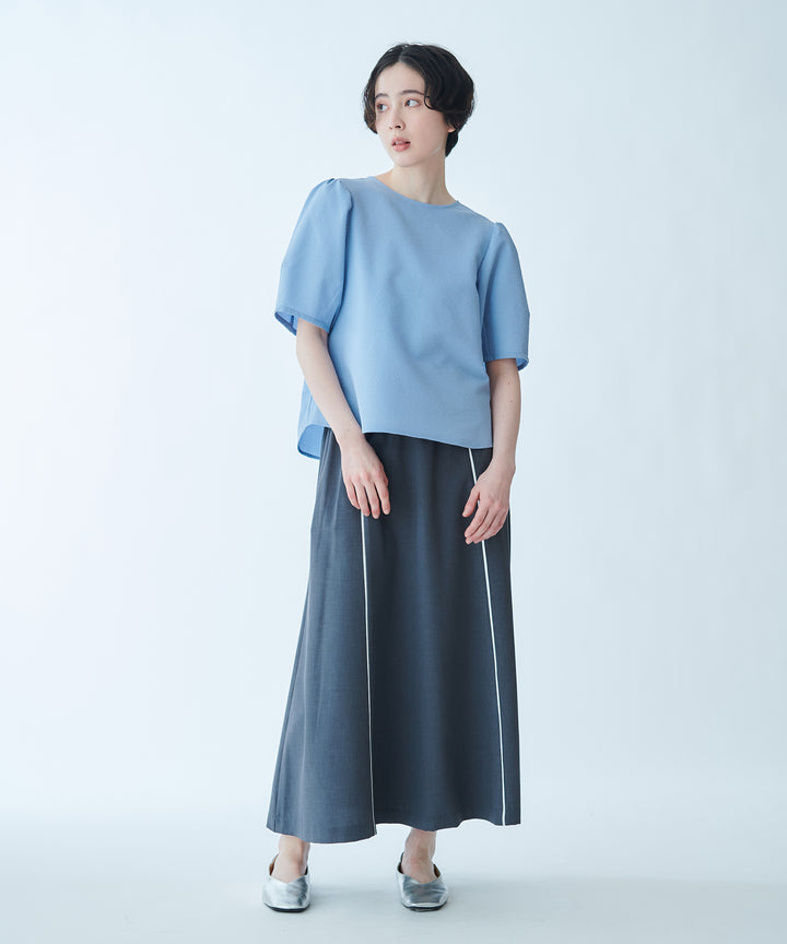 バックリボンパフスリーブブラウス