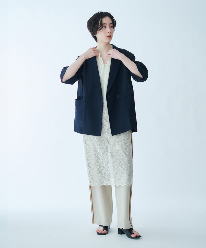 配色パイピングストレートパンツ