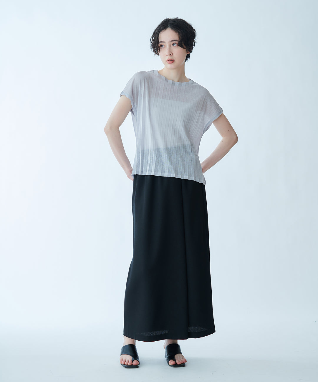 天竺プリーツシアーカットソー