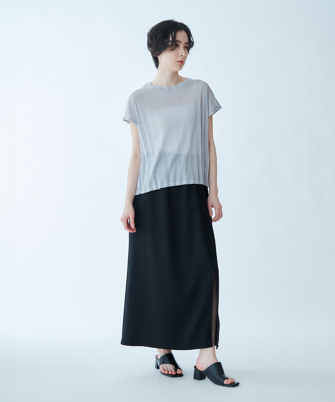 天竺プリーツシアーカットソー